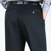 Herfst winter dikke mannen casual broek hoge taille losse broek stretch kwaliteit katoen middelbare leeftijd mannen rechte broek 210715