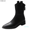 Boots Sexy Pointed Toe Cowboy Western Riding Women Back Zipper Square Heel De Mujer Winter Rubber Solid