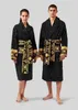 Men039s Sleepwear Market popular cotton couples bathrobe with velvet jacquard logo fadeless material 100 imported Egyptian co6754448