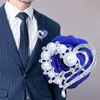 Couronnes de fleurs décoratives pour hommes, costume d'épingle à revers, Bracelet élastique, cœur d'amour, strass, perle, fait à la main, mariée, demoiselle d'honneur, Corsage de poignet T064