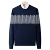 Varsanol Mężczyźni Knited sweter zima 100% bawełna Ciepły Slim Męskie Topy Odzież Dorywczo O-Neck Koreański Ubrania Vintage Sweter Mężczyzna 210601