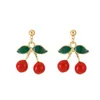 Oorbellen Ketting Cherry Set Creative Golden Red Jewelry Sets Fruit
