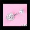 Bell Surgical Steel Women Double Gem Button Navel Bar Ring Body Piercing Bars Jewelry Belly Rings Ps2031 Bvtgi