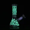 Glow in the Dark Glass Bong Smoking Water Pipe Shisha Pipes Hookah Dab Rig Filter Beker Bubbler W / Ice Catcher Bongs Hookahs