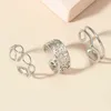 Digadagu 3 Stuk Set Metalen Open Hollow Bloemring Dames Populaire Retro Joint Ring Party Accessoires G1125