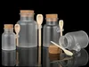 2021 contenants de bouteilles cosmétiques en plastique givré de qualité avec bouchon en liège et cuillère masque de sel de bain poudre crème bouteilles d'emballage bocaux de stockage de maquillage