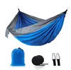 Hängmattor Dubbel Lätt Nylon Hängmatta Utomhus Parachut Hammock Hem Sovrum Lazy Swing Chair Beach Hammocks Campe Backpacking F0308