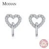 Véritable 925 Sterling Silver Link Coeur Boucles D'oreilles pour les Femmes Brillant Clair CZ Animal Mode Fine Corée Bijoux Orecchini 210707