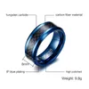 Klusterringar meaeguet trendiga 8mm blå volfram karbidring för män smycken svart kolfiber bröllop band USA storlek
