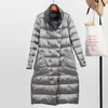 FuitAylor White Duck Down Ultra Light Jacket Women Winter Double Sided Slim Coat Single Breasted Parkas 211008