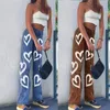 Bold Shade Early Denim Jeans estampado de corazón cintura alta mujeres pantalones holgados estilo patinador Streetwear pantalones 2021