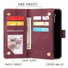 Reißverschluss-Brieftaschenhüllen mit Kartensteckplatz für iPhone 13 Pro Max 12 Mini 11 XR Samsung S20 S21 Ultra Note 20 A51 A72 5G A82 Huawei One Plus Multifunktionaler Schutz