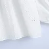 Za biały haftowany oczko bluzka kobiety długi długi rękaw puff o szyja ażurowy lato top samice eleganckie frontowe koszulki 210602