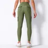 Nessaj höga midja fitness leggings kvinnor ficka solid färg push up legging kläder polyester 210925