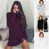 Autumn Dress Women New Sexy Turtleneck Long Sleeve Streetwear Loose Knitted Casual Solid Plus Sized Mini Party Dresses 210422