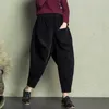 Frühling Herbst Kunst Stil Frauen Elastische Taille Lose Baumwolle Cord Hosen Plus Größe Femme Vintage Harem V43 210512