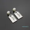 2021 Never Fading Titanium Steel Fashion Studs Silver Rose Gold Earring Women Designers Earings Pearl Tag Classic Jewelry Logo Pri3068241