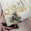 korean trendy sweater pendant long pearl necklace for women party jewelry