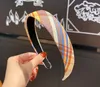 2021 new fashion Girl / lady Hair Jewelry headband mix color fabric art Broken Large Plaid Wide edge hairpin