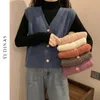 Yedinas Gestrickte Pullover Weste Frauen Einfache Grundlegende Täglichen V-ausschnitt Solide Open-stich Weibliche Westen Vintage Koreanische All-match-Cardigan 210527
