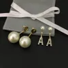 Projekt mody Flash Diamond Pearl 26 Angielskie inicjały litery kolczyki złote kolczyki dla kobiet prezenty biżuterii7418617