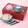 Creativo Stoviglie in acciaio inossidabile Confezione regalo Regalo di apertura Promozione Set da tavola per bambini Ciotola per uso domestico Tazza Forchetta Cucchiaio Set G1210