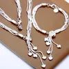 Classical Women Jewelry Sets 925 Sterling Silver 5pcs hearts Necklace & Bracelet Fashion Costume Set Necklaces Bracelets