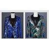 Luxe Floral Sequin One Button Suit Jacket Mannen Party Show Shiny Glitter Blazers Mens Stage Prom Rock and Roll Costumes 210522