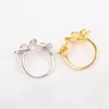 2022 Topp Pure Sterling Sier for Women Gold Color Flower Rings Muff Justerbar bröllopsmycken märke