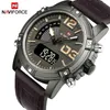 Luxury Märke Naviforce Men Läder Militär Klockor Mäns Kvarts Analog Led Digital Sport Armbandsur Relogio Masculino 210517