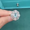 Wedding Rings Luxury Fashion Jewelry Women Accessories Oval Sky Blue Topaz Stone Ring For 925 Silver Hollowed Design2846255