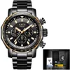 LIGE Top marque de luxe hommes étanche montres à Quartz affaires grand cadran mode décontracté Sprot plein noir hommes montre-bracelet 210527