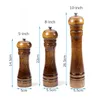 Set macina sale e pepe in legno con vassoio macinino per grani di pepe marino (5,8,10 pollici) forte regolabile 210712