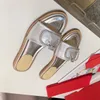 2021 Real Leather Gold Silver Silver Righestone glisse à talons plats Sandals Temperament Slippers Femmes Chaussures de mode Taille 35 à 41 Tradingbe1378435