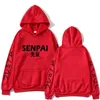 Inverno Novo Anime Senpai Design Impresso Fleece Men's Hoodie Homens e Mulheres Estilo de Rua Engraçado Preto Com Capuz Homem de Inverno Y0804