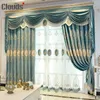 Chenille Stitching Thick Embroidered Cloth Curtain Finished Custom Blackout Curtain for Living Dining Room Bedroom 210913