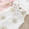 Robe de gaze de fleurs brodées de couleur pure pour enfants d'été Robe de princesse coréenne pour fille Robe de gaze pour bébé Q0716