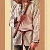 Homens camisetas Cavaleiro Cosplay Traje Medieval Túnica Trajes de Halloween para Homens Adulto Viking Pirata Disfarce Fantasia Roupas C2599