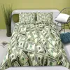 Set di biancheria da letto Luxury 3D Modern Currency Print US Dollar RMB e UK Pound Coin Pattern Copripiumino Federa Divertenti uomini ricchi