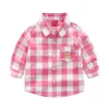 MudkingDom Jongens Lange Mouwen Shirts Cartoon Dierpatroon Plaid Kleding 210615