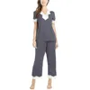 Joyaria Pyjama Ensemble Femmes Col En V Manches Courtes Tops avec Pantalon Ensemble De Vêtements De Nuit Sexy Dentelle Pyjamas Femmes Pijamas Femmes Vêtements De Nuit Q0706