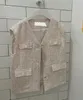 Sommar Retro Tweed V-hals singelbröst Casual Vest Cardigan Korea Ladies Fashion Ärmlös Chic Top 210519