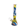 Hookah 11.8'' height Printing Silicone Bong water Pipe Printed colorful Beaker Design smoking pipes