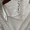 Women White Embroidery Patchwork Lace Hollow Dress Stand Long Sleeve Loose Fit Fashion Tide Summer 7D00445 210421