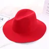 Wavy brim fedora hat women artificial wool Solid color fall cap for female fashionable Felt hats Vintage Hats classic sombrero