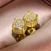 Choucong Hip Hop Stud Earring Vintage Sieraden Sterling Sier Geel Goud Vul Pave Witte Saffier CZ Diamant Fonkelende Vrouwen Mannen