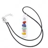 Oregelbunden Fyrkantig Form Hängsmycke 7 Chakra Pendulum Halsband Gips Stick Inlay Healing Gemstone Reiki Crystal Balance Energy