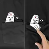 PLSTAR COSMOS T-shirt Zomer Pocket Cat Gedrukt T-shirt Mannen voor Dames Shirts Tops Grappige Katoen Black Tees Style-1 G0113