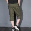 Mäns sommar last shorts solid bomull högkvalitativ knä längd manlig breeches militär casual work kort byxor s-5xl 210716