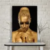 Afrikanische goldene frau poster wandkunst leinwand malerei abstrakt portraitbild hd drucken für wohnzimmer dekoration cuadros